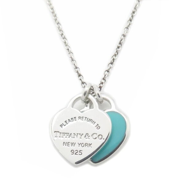 TIFFANY & Co. Return to Tiffany Double Heart Tag Necklace in Blue SV925 for W...
